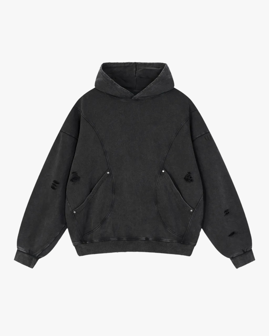 Distressed Panel Hoodie