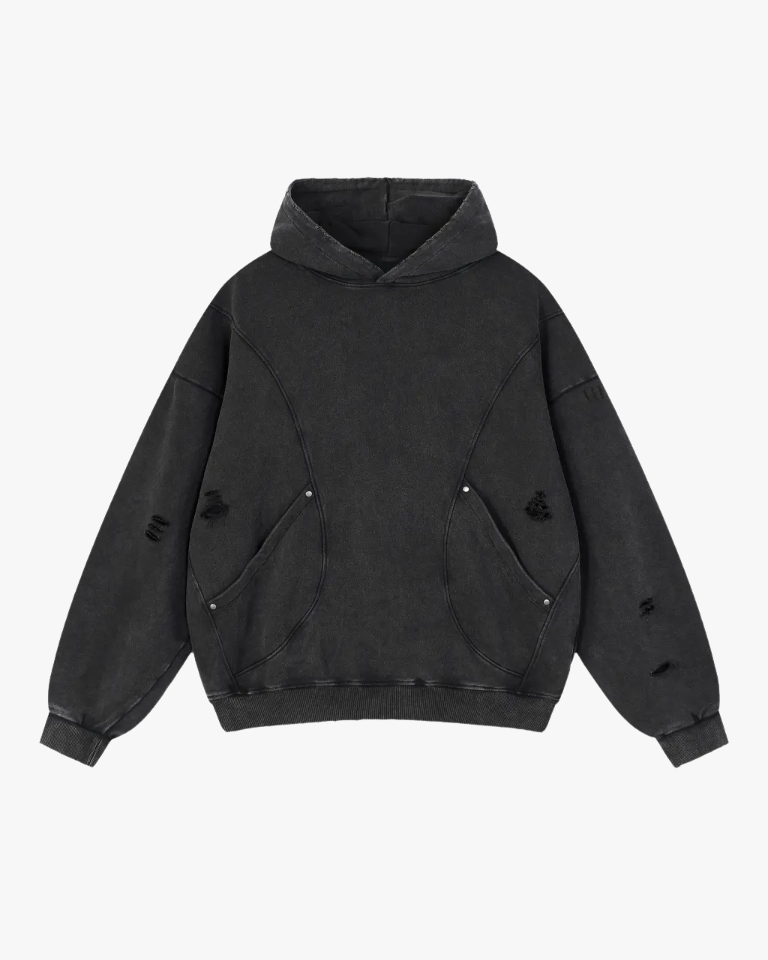 Distressed Panel Hoodie