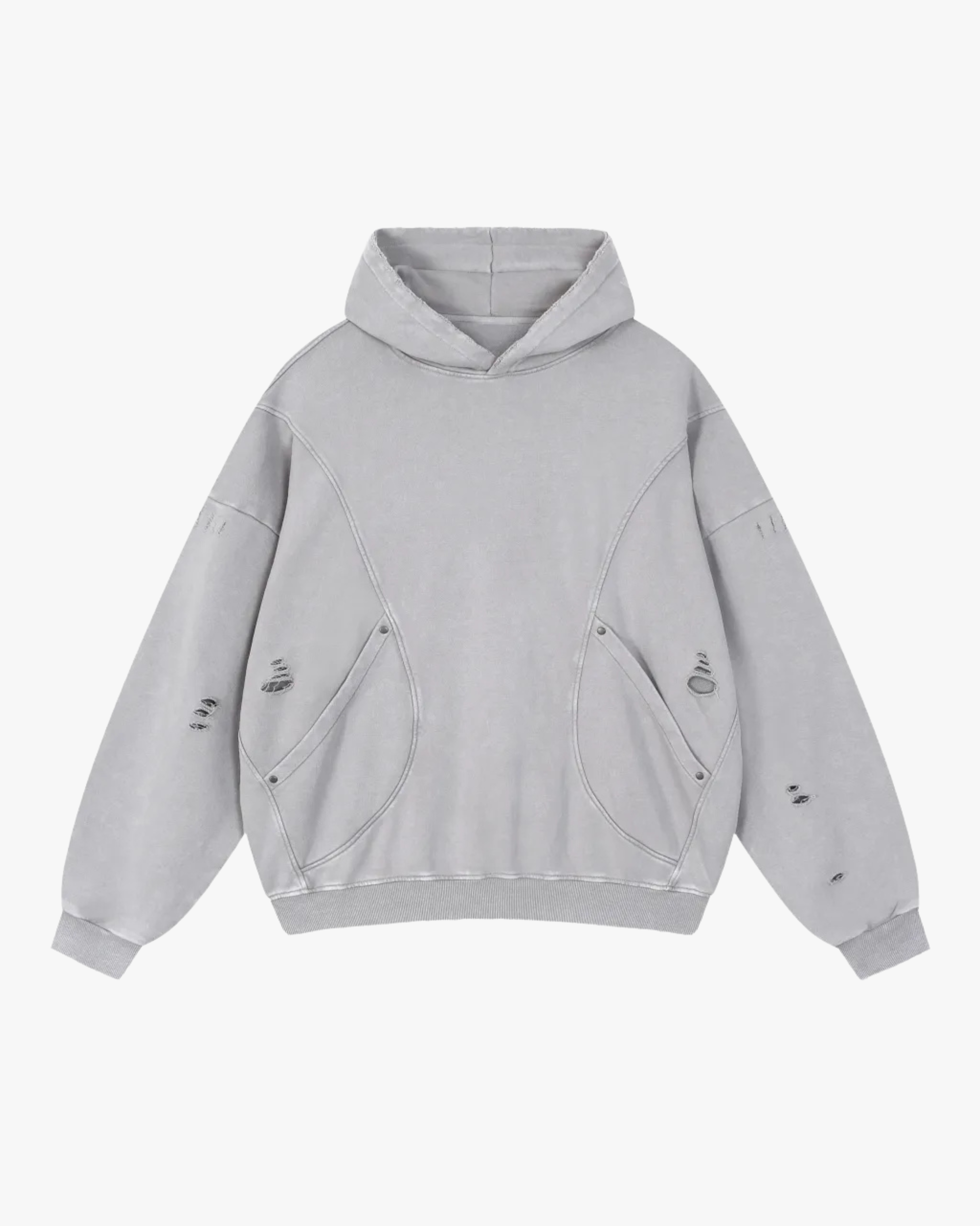 Distressed Panel Hoodie