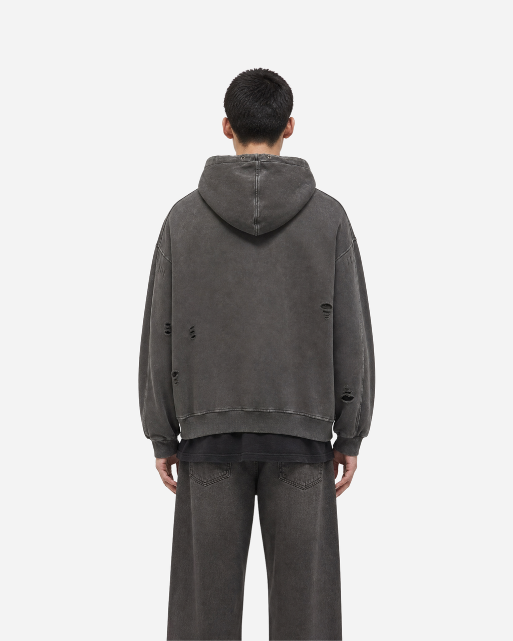 Distressed Panel Hoodie