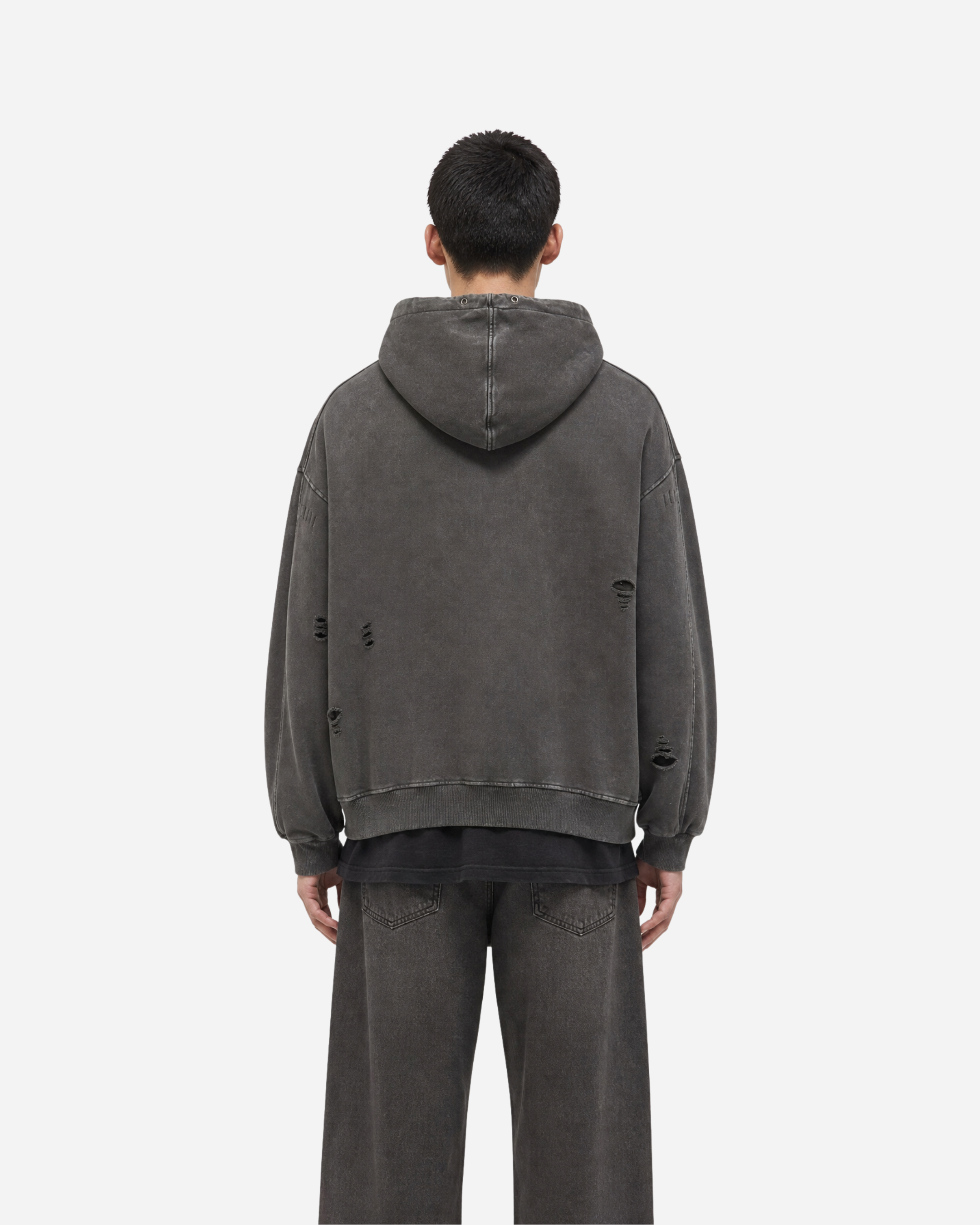 Distressed Panel Hoodie