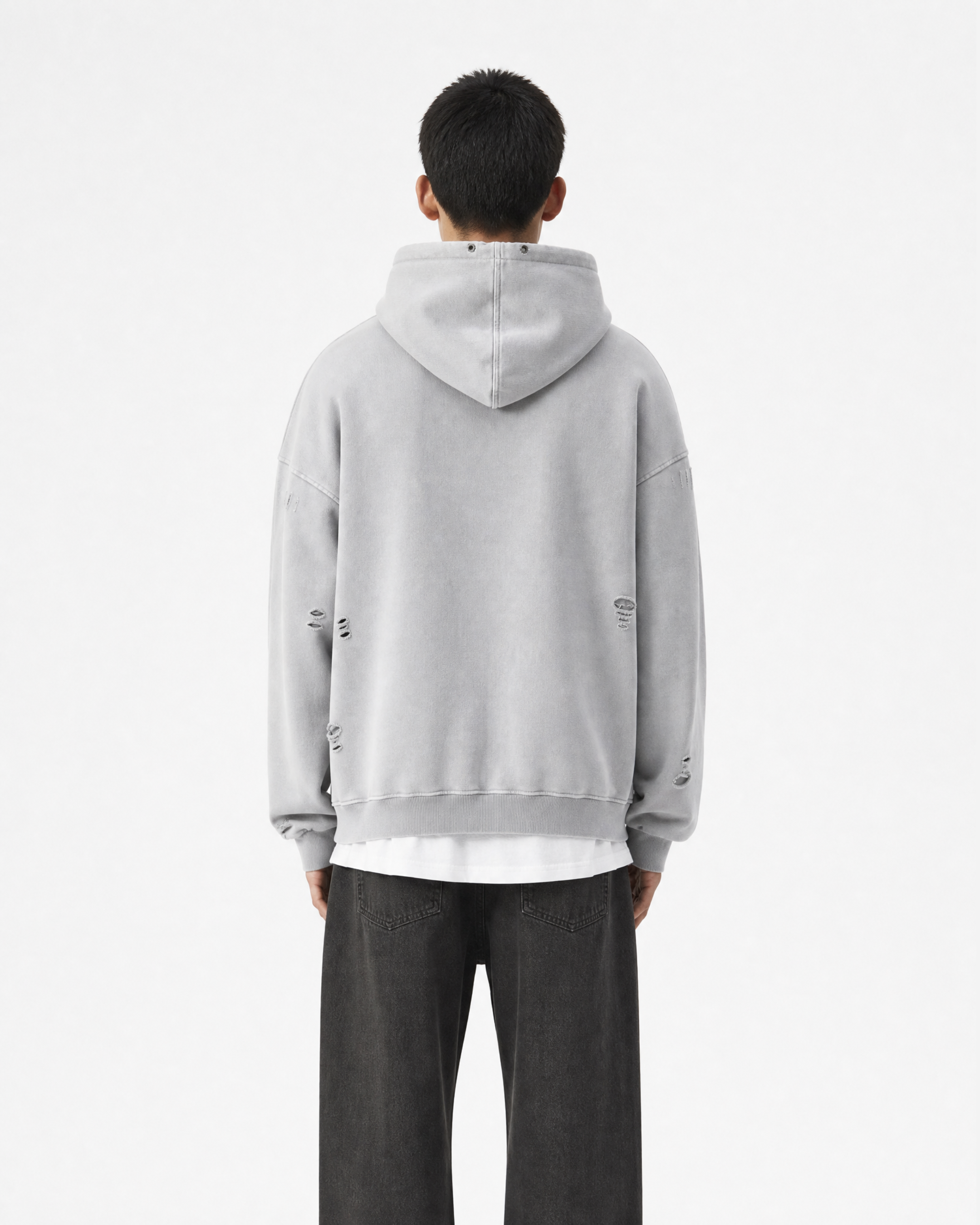 Distressed Panel Hoodie