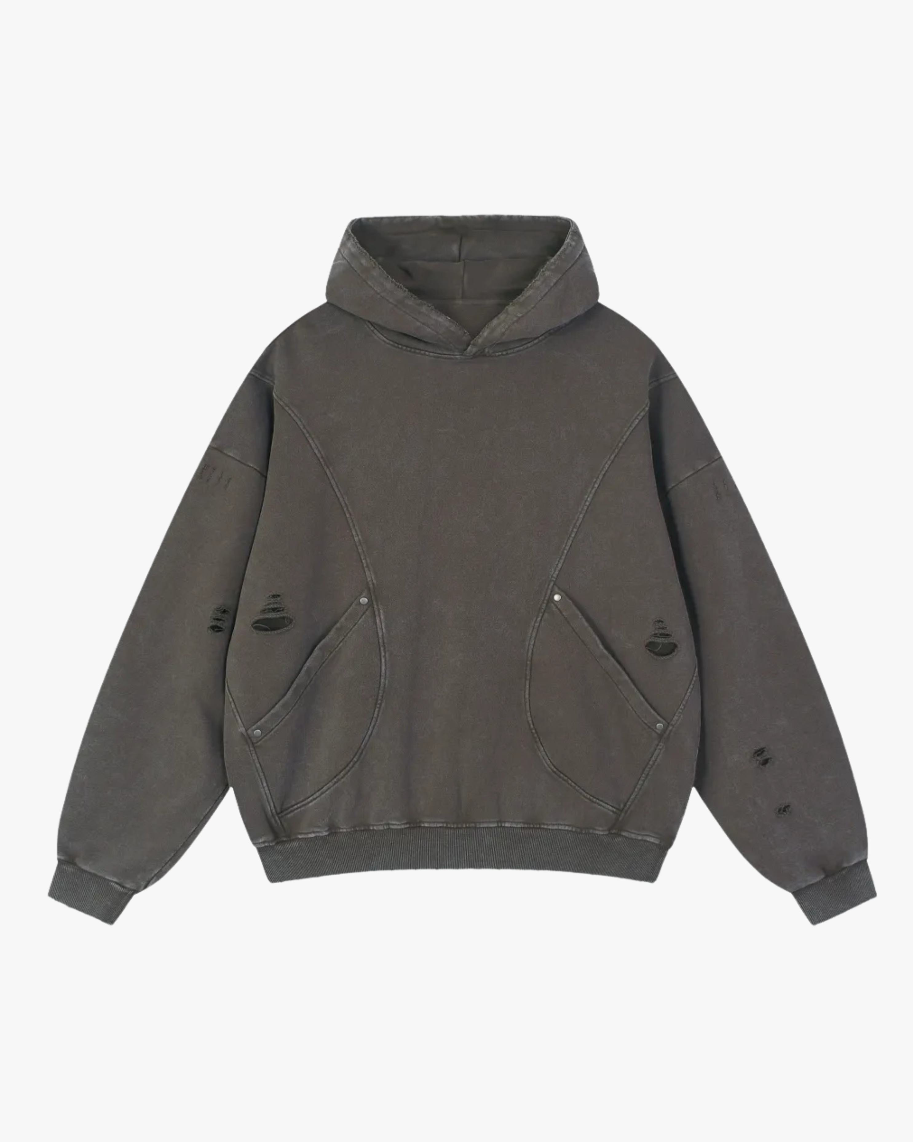 Distressed Panel Hoodie
